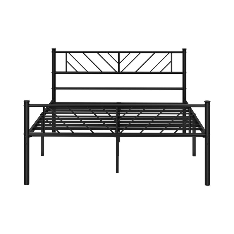 Oikiture Metal Bed Frame Double Size Bed Base Platform Black SIS