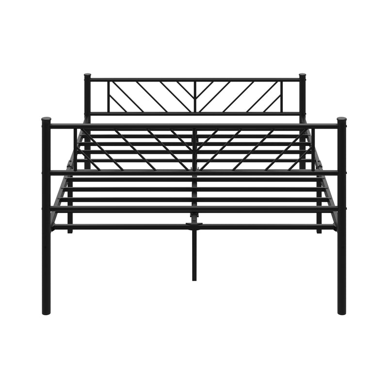 Oikiture Metal Bed Frame Double Size Bed Base Platform Black SIS