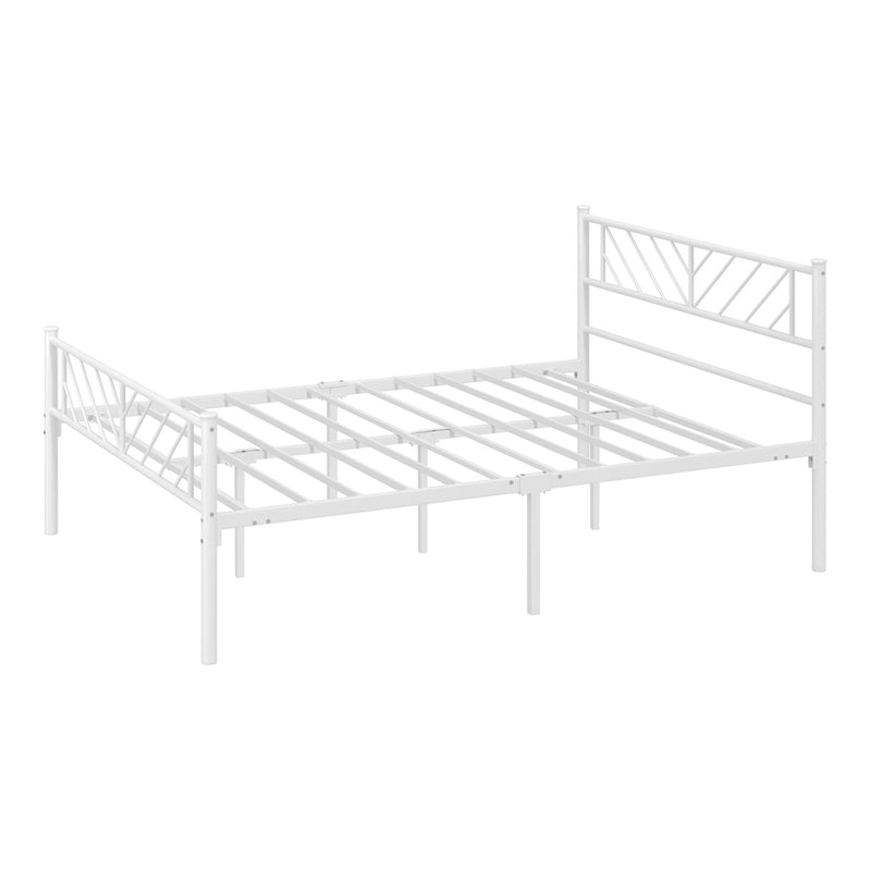 Oikiture Metal Bed Frame Double Metal Base Mattress Platform White