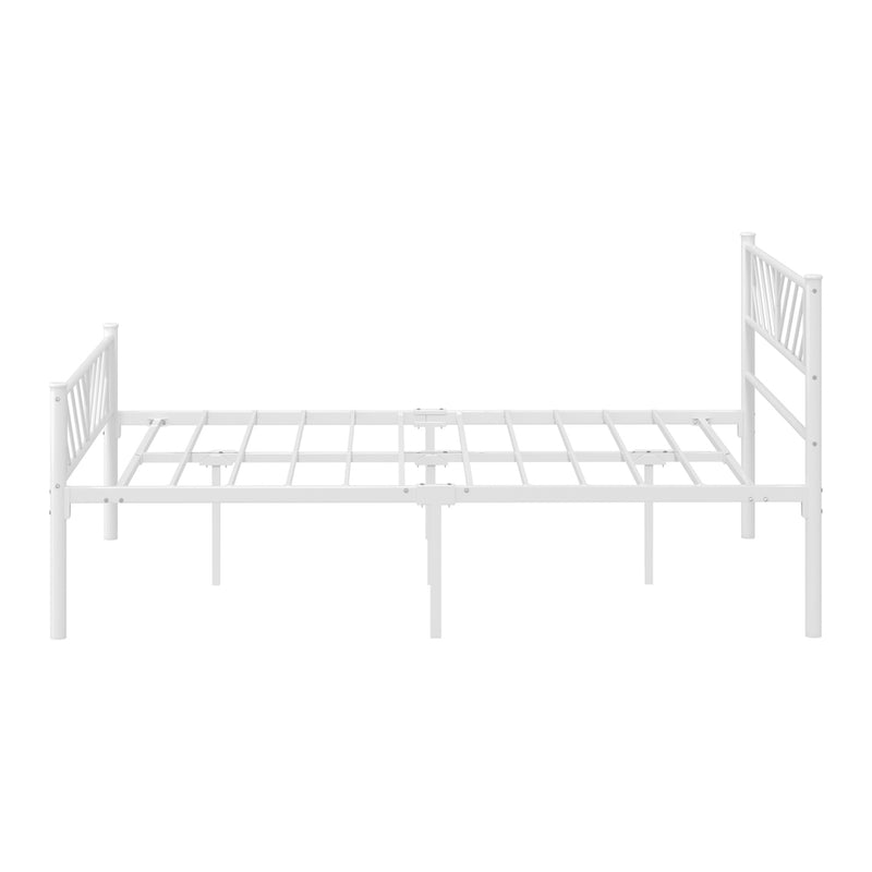 Oikiture Metal Bed Frame Double Metal Base Mattress Platform White