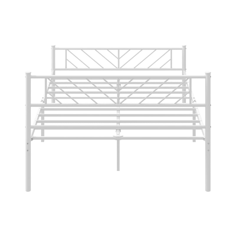 Oikiture Metal Bed Frame Double Metal Base Mattress Platform White