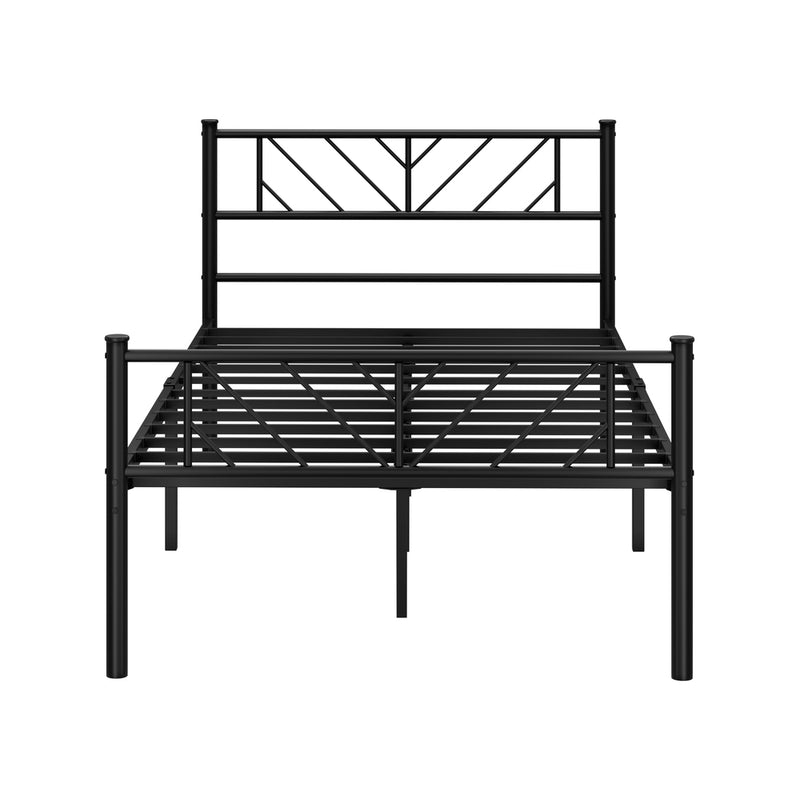 Oikiture Metal Bed Frame King Single Bed Base Platform Black SIS