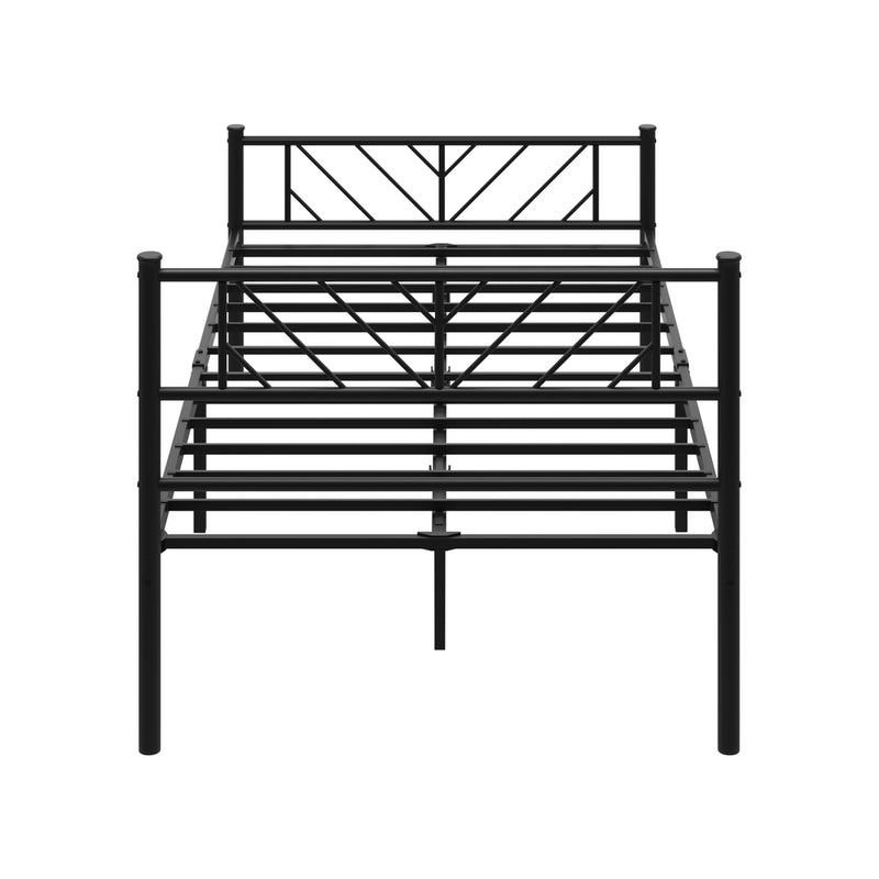 Oikiture Metal Bed Frame King Single Bed Base Platform Black SIS