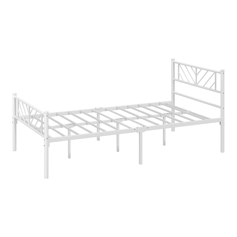 Oikiture Metal Bed Frame King Single Metal Base Platform White