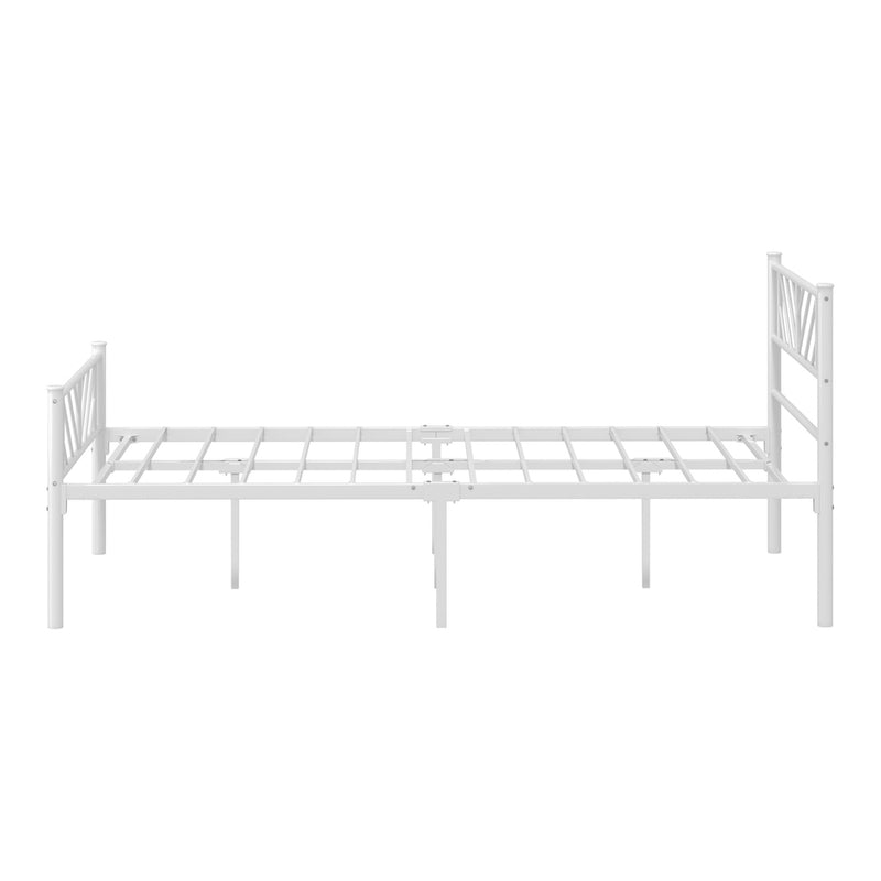Oikiture Metal Bed Frame King Single Metal Base Platform White