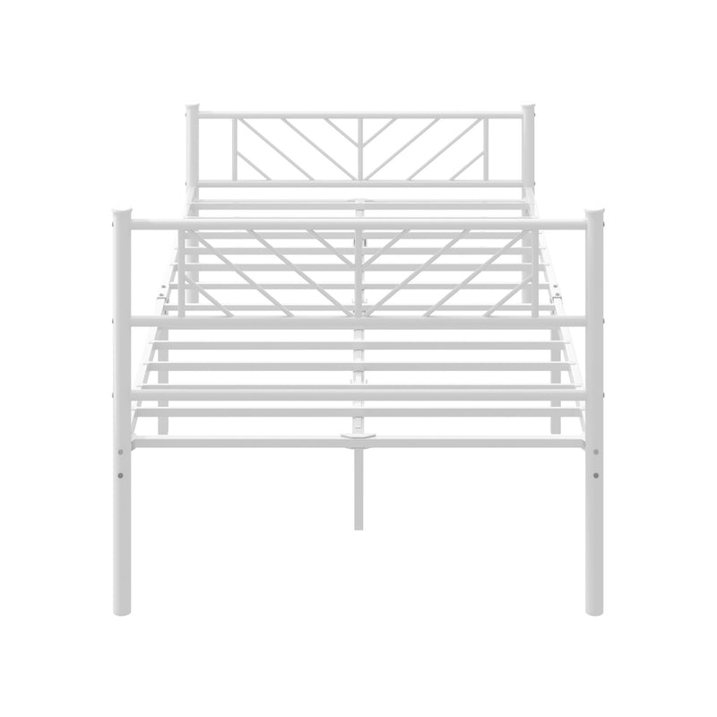 Oikiture Metal Bed Frame King Single Metal Base Platform White
