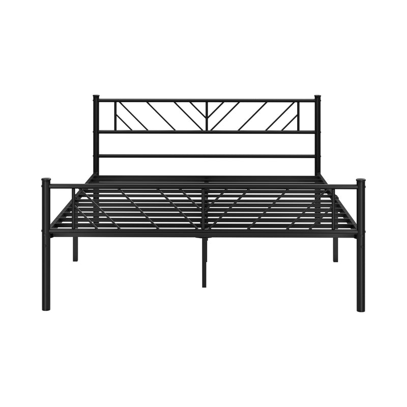 Oikiture Metal Bed Frame Queen Size Bed Base Platform Black SIS