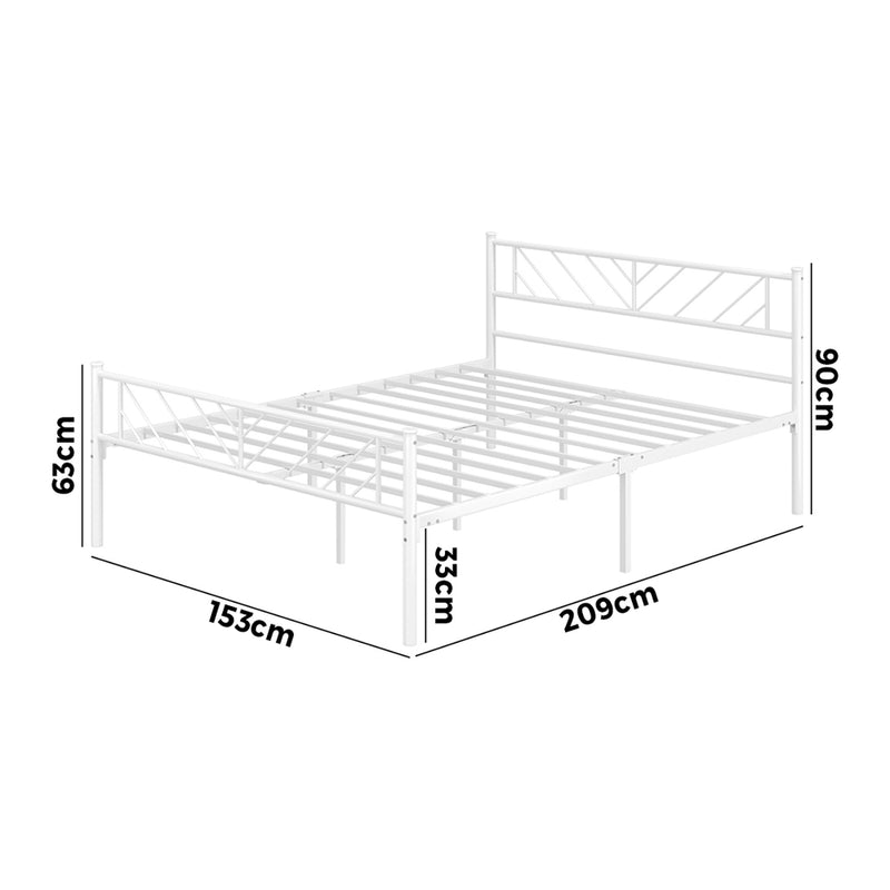 Oikiture Metal Bed Frame Queen Size Metal Base Mattress Platform White