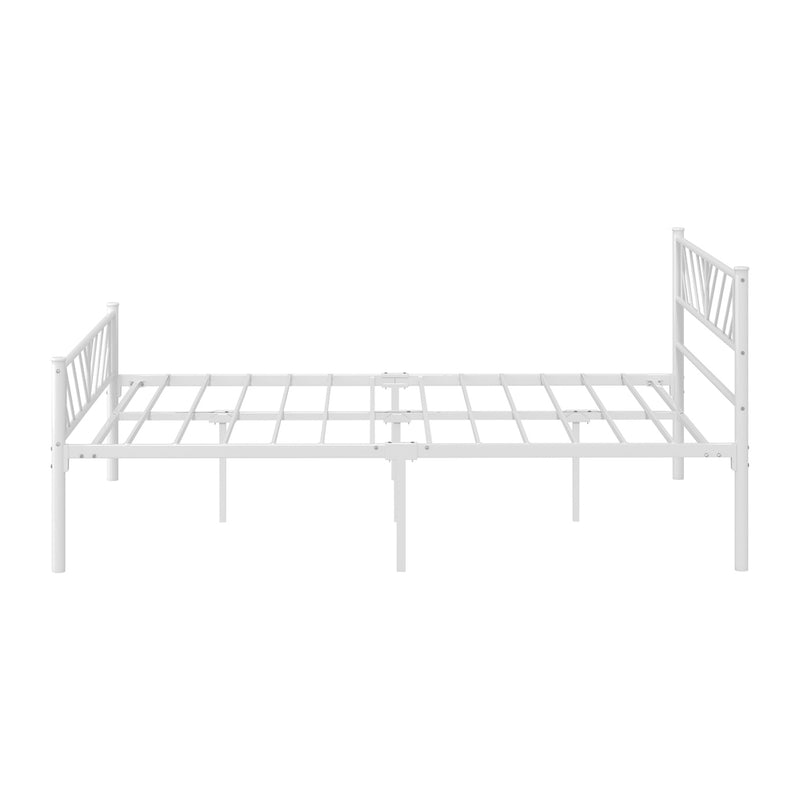 Oikiture Metal Bed Frame Queen Size Metal Base Mattress Platform White