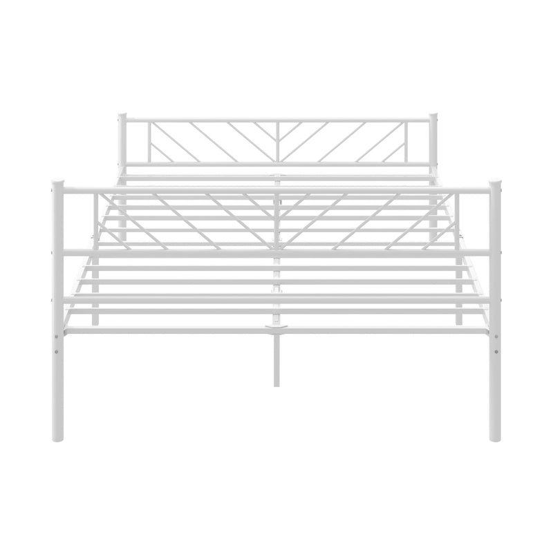 Oikiture Metal Bed Frame Queen Size Metal Base Mattress Platform White