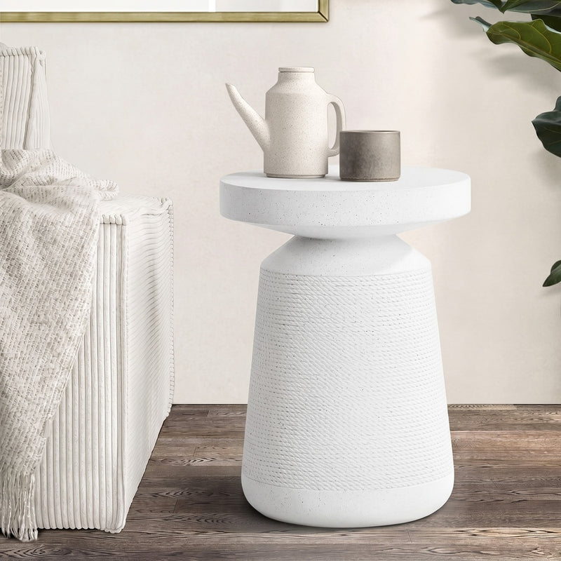Oikiture Coffee Bedside Table Nightstand White