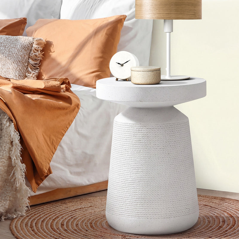 Oikiture Coffee Bedside Table Nightstand White