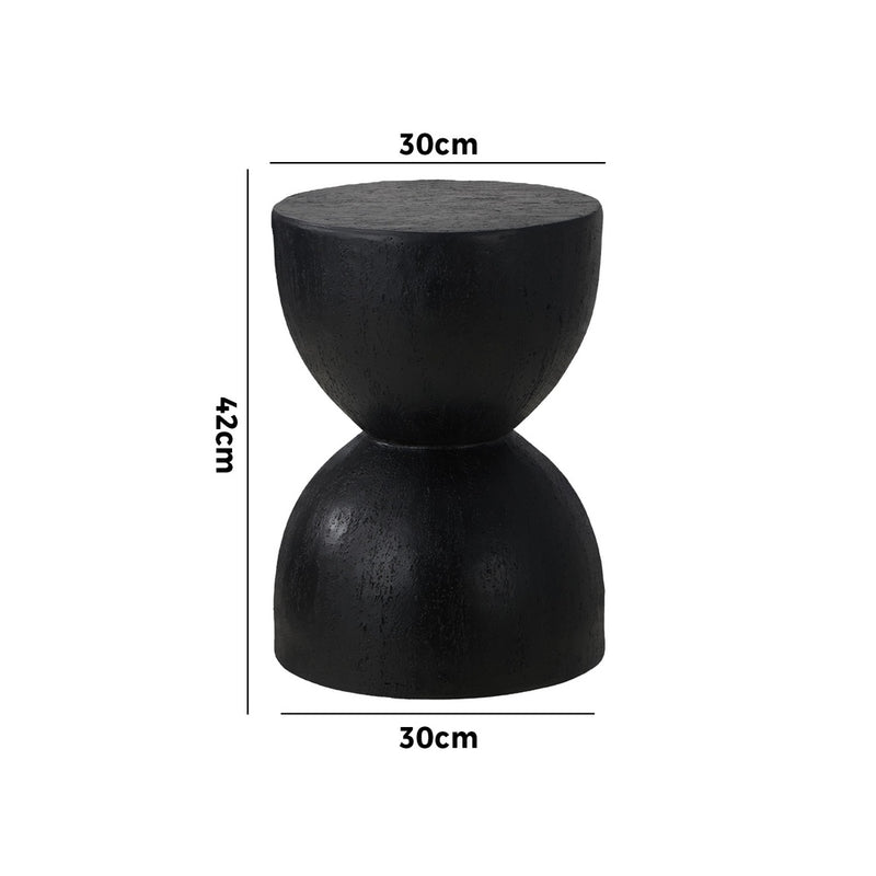 Oikiture Side Table Concrete Outdoor Indoor Black