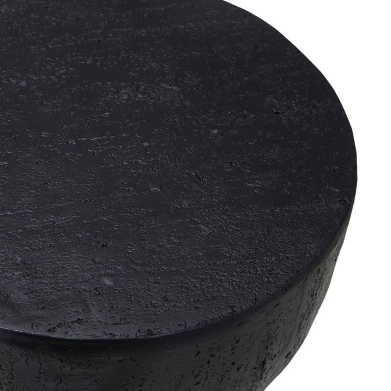 Oikiture Side Table Concrete Outdoor Indoor Black