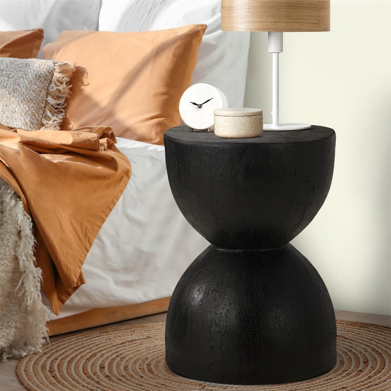 Oikiture Side Table Concrete Outdoor Indoor Black