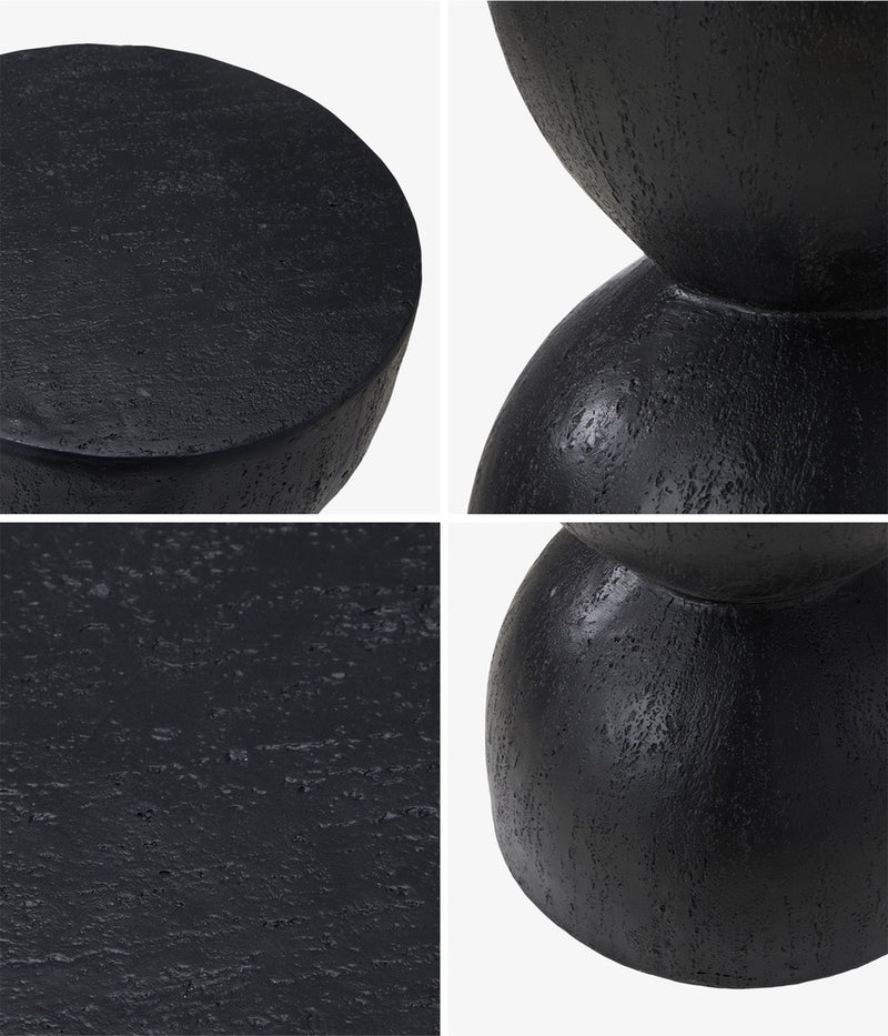 Oikiture Side Table Concrete Outdoor Indoor Black