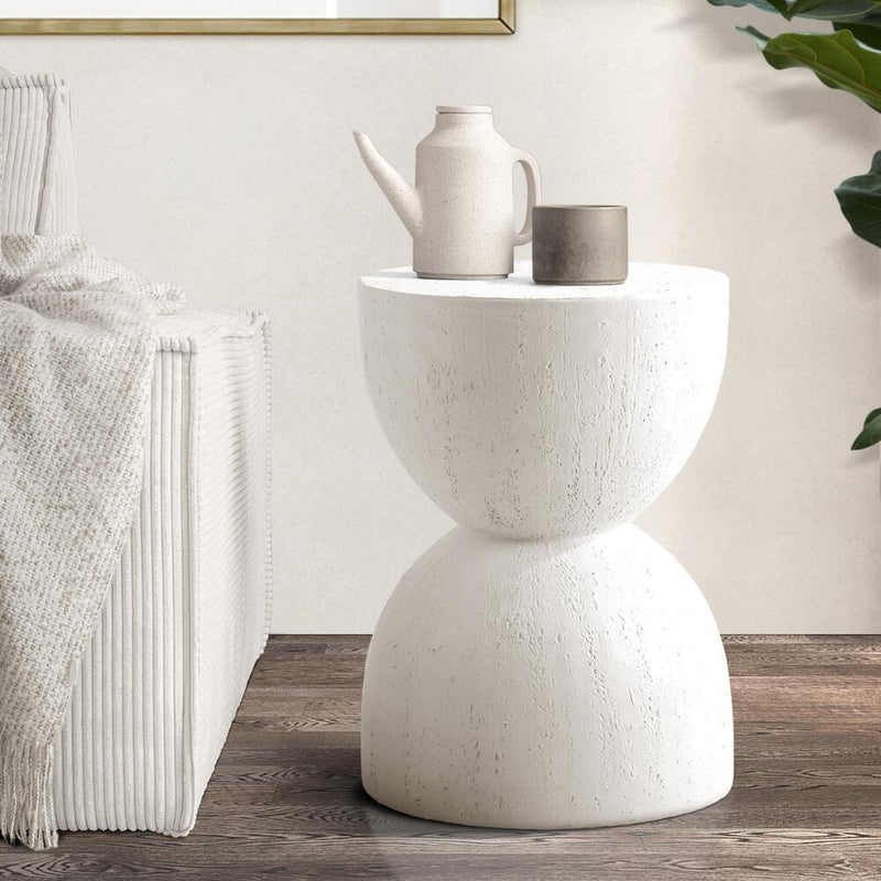 Oikiture Side Table Terrazzo Hourglass Stand