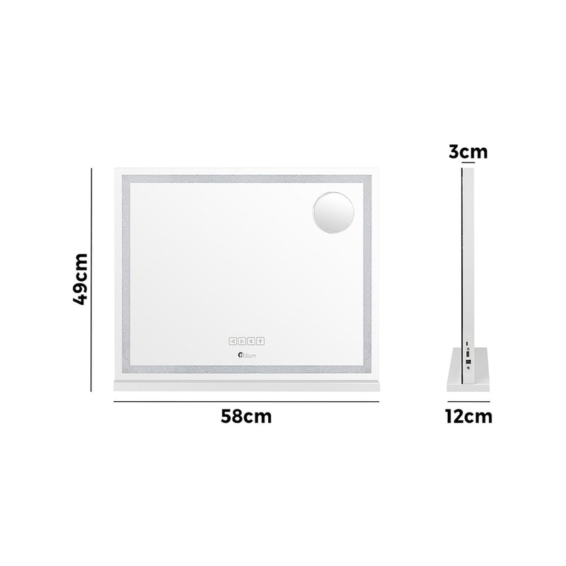 Oikiture Bluetooth Makeup Mirror Crystal LED 58x49cm