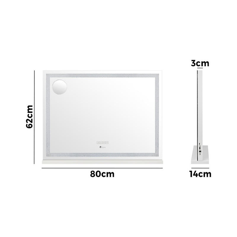 Oikiture Bluetooth Makeup Mirror Crystal LED 80x62cm