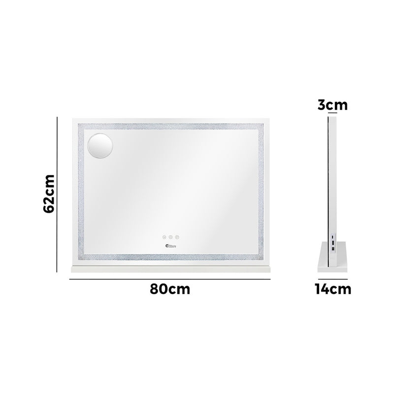Oikiture LED Makeup Mirror Hollywood Vanity 80x62cm Touch Control