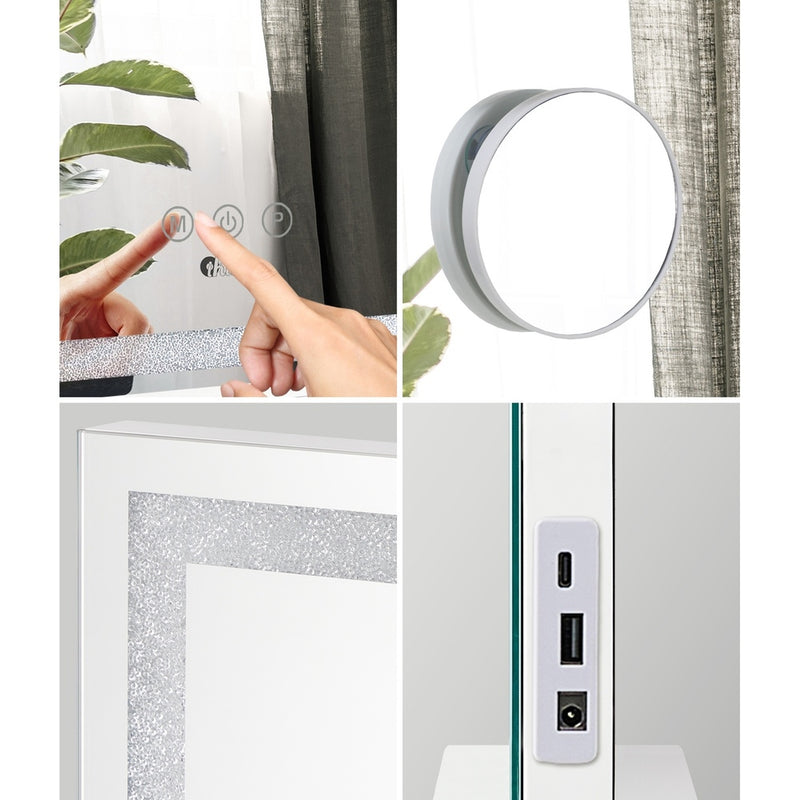 Oikiture LED Makeup Mirror Hollywood Vanity 80x62cm Touch Control