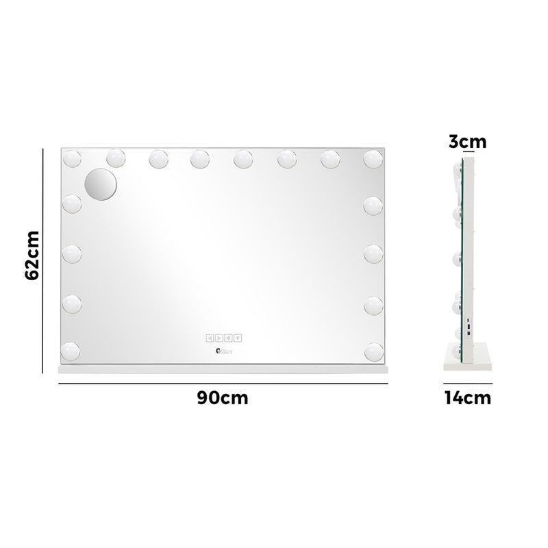 Oikiture Bluetooth Hollywood Makeup Mirror 16 LED Light 90x62cm