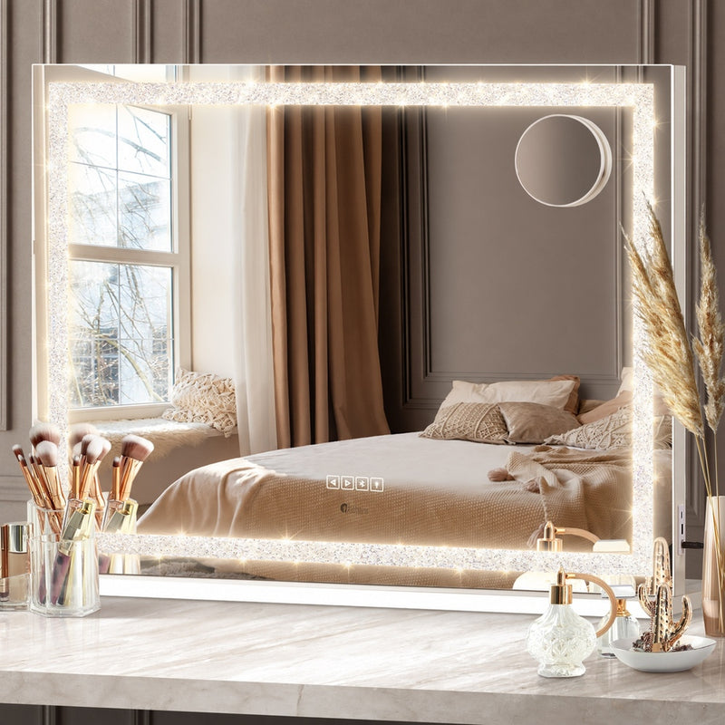 Oikiture Bluetooth Hollywood LED Makeup Mirror 90x60cm Crystal