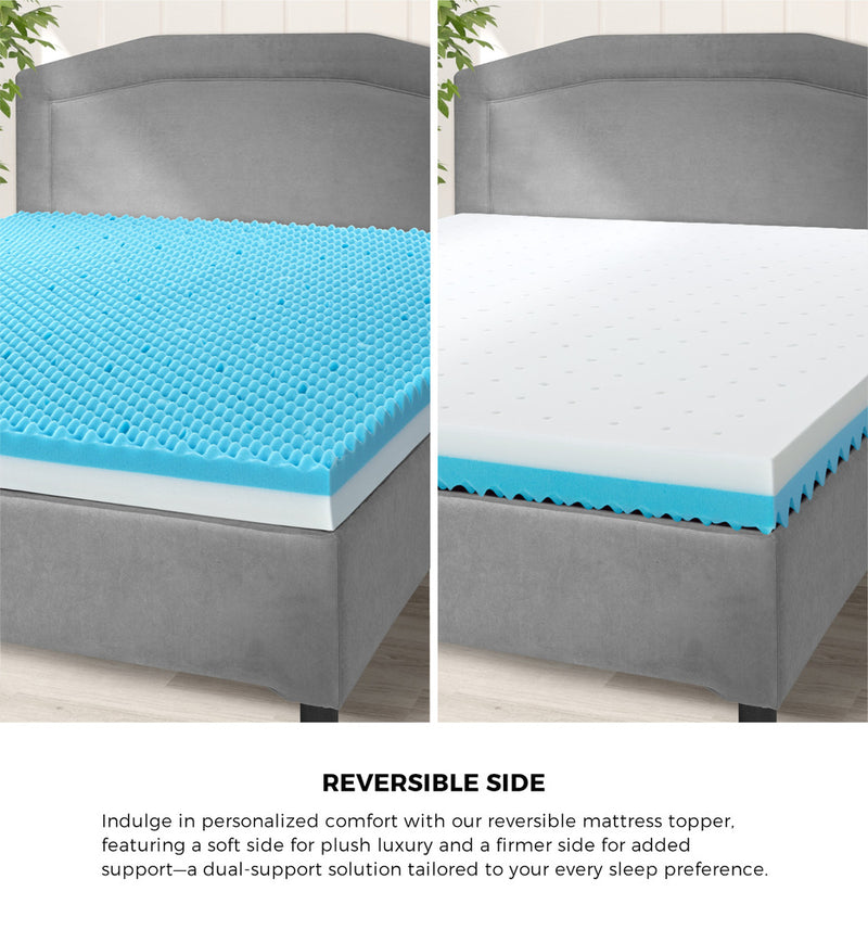 Bedra Memory Foam Mattress Topper Reversible Cool Gel 10cm King Single