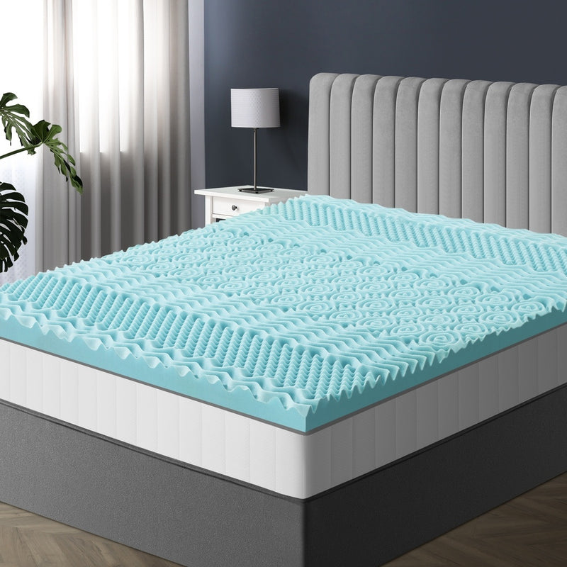 Bedra Memory Foam Mattress Topper Cool Gel Bamboo Cover 7-Zone 8CM Queen