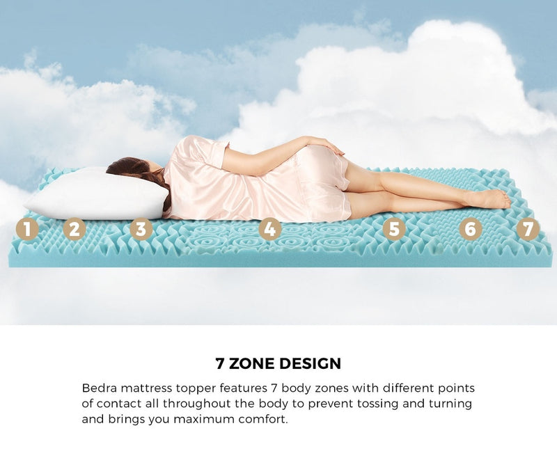 Bedra Memory Foam Mattress Topper Cool Gel Bed Bamboo Cover 7-Zone 8CM Single