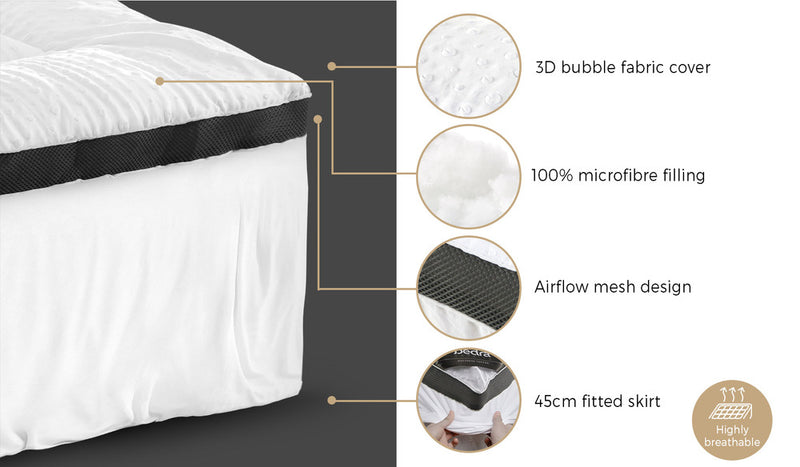 Bedra Mattress Topper Pillowtop Airflow Mesh 5cm King