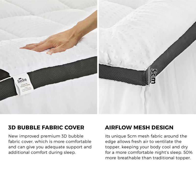 Bedra Mattress Topper Pillowtop Airflow Mesh 5cm King