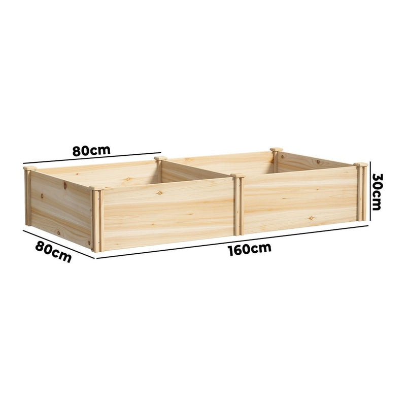 Livsip Garden Bed 160x80x30cm Raised Wooden Planter