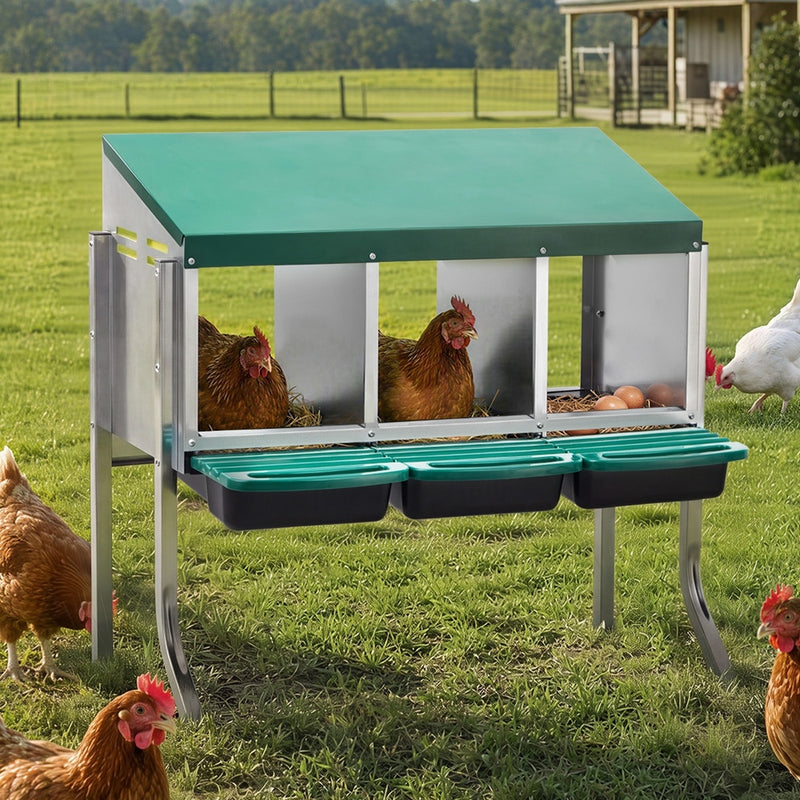 Alopet 3 Holes Chicken Nesting Box Hen Chook with Stand