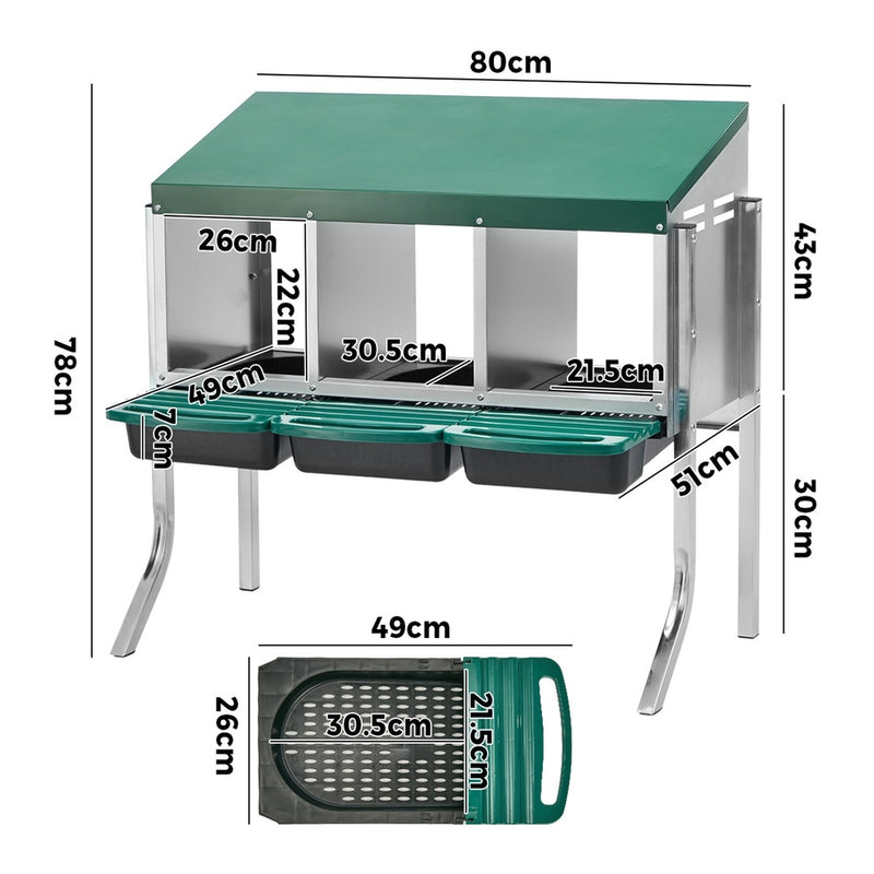 Alopet 3 Holes Chicken Nesting Box Hen Chook with Stand