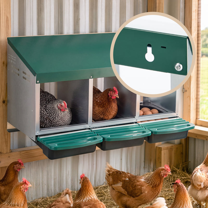 Alopet 3 Holes Chicken Nesting Box Hen Chook with Stand