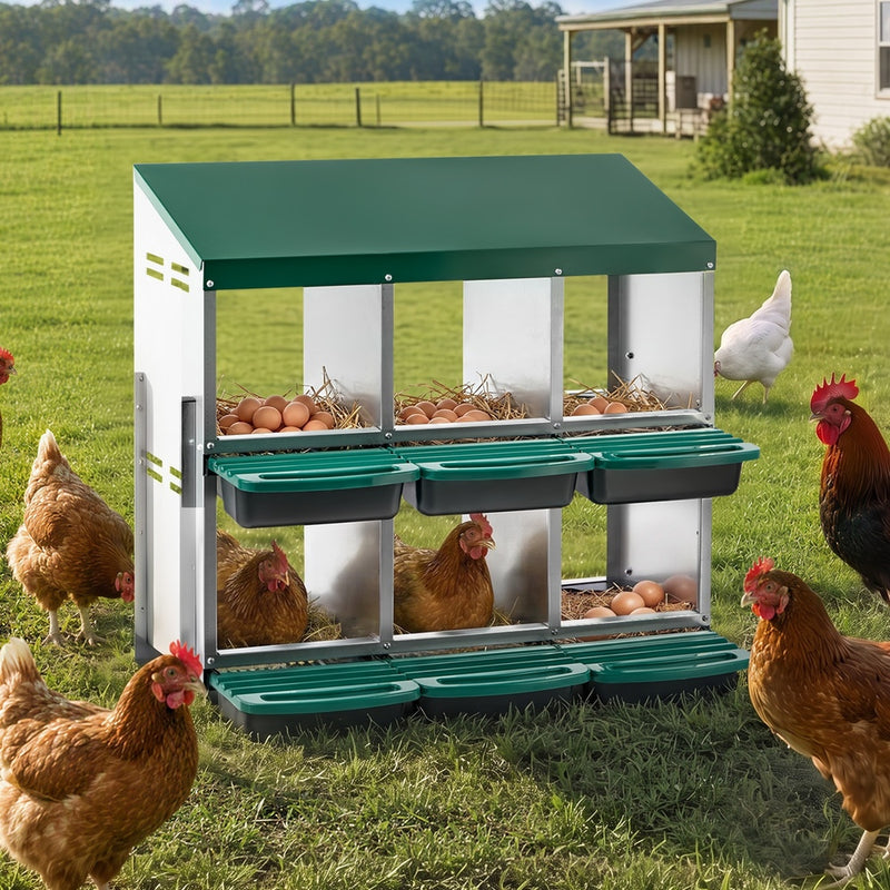 Alopet 6 Holes Chicken Nesting Box Hen Chook Laying Boxes