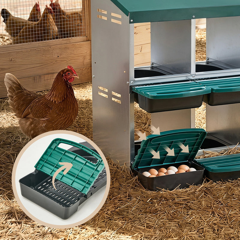 Alopet 6 Holes Chicken Nesting Box Hen Chook Laying Boxes