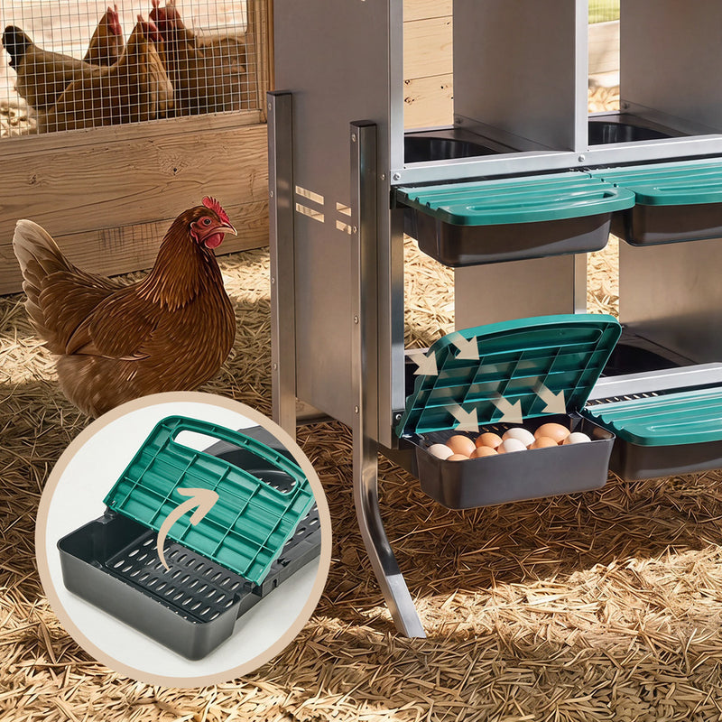Alopet 6 Holes Chicken Nesting Box Hen Chook with Stand