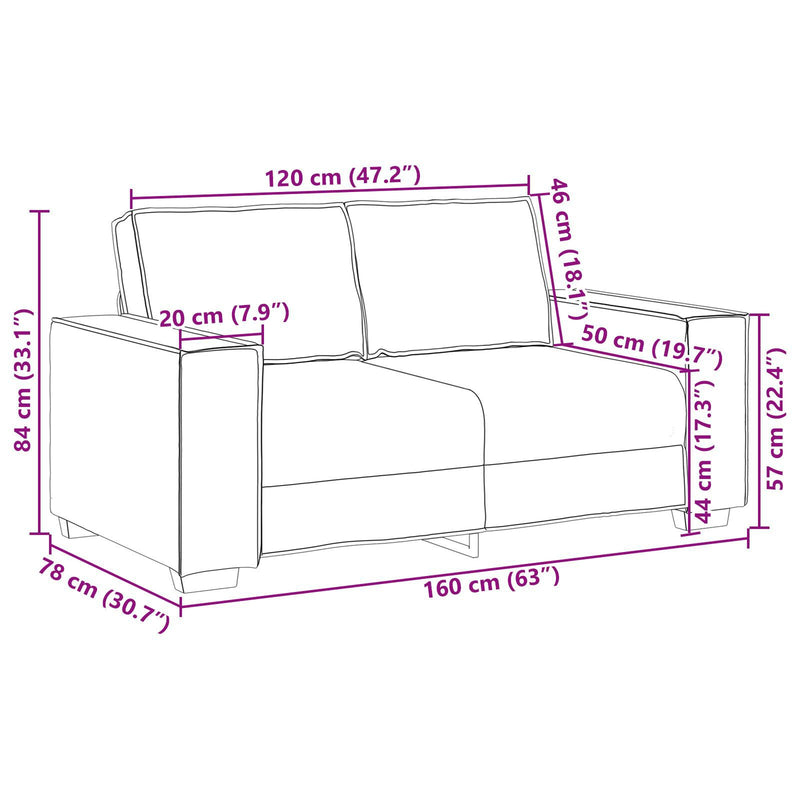 vidaXL Sofa Black 160 x 78 x 84 cm Fabric