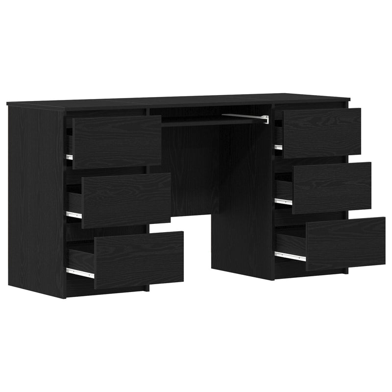 vidaXL Desk Black oak 140 x 50 x 76 cm Engineered wood