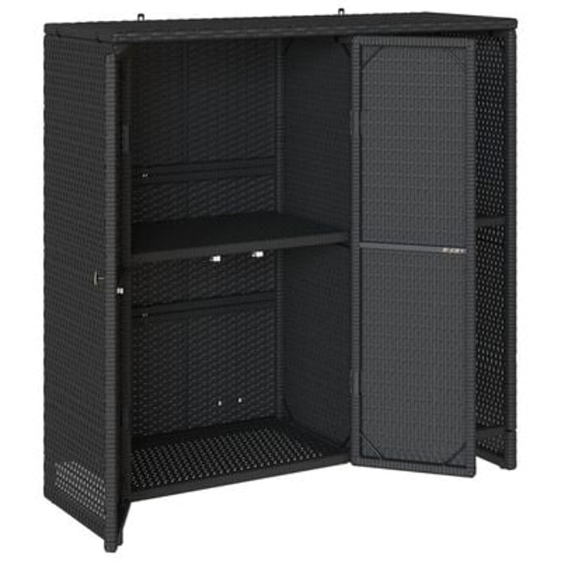 vidaXL Storage Cabinet with Shelf Black 100 x 36 x 102 cm Rattan