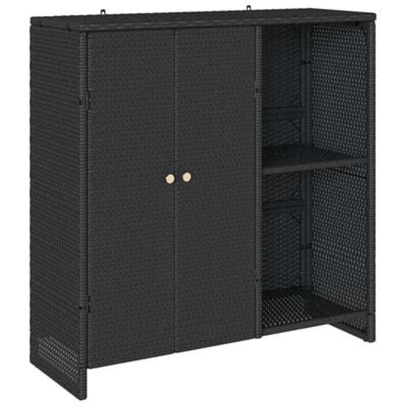 vidaXL Storage Cabinet with Shelf Black 100 x 36 x 102 cm Rattan