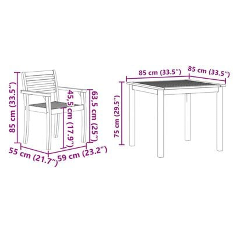 vidaXL Garden Dining Set 3 pcs Brown Solid Acacia Wood