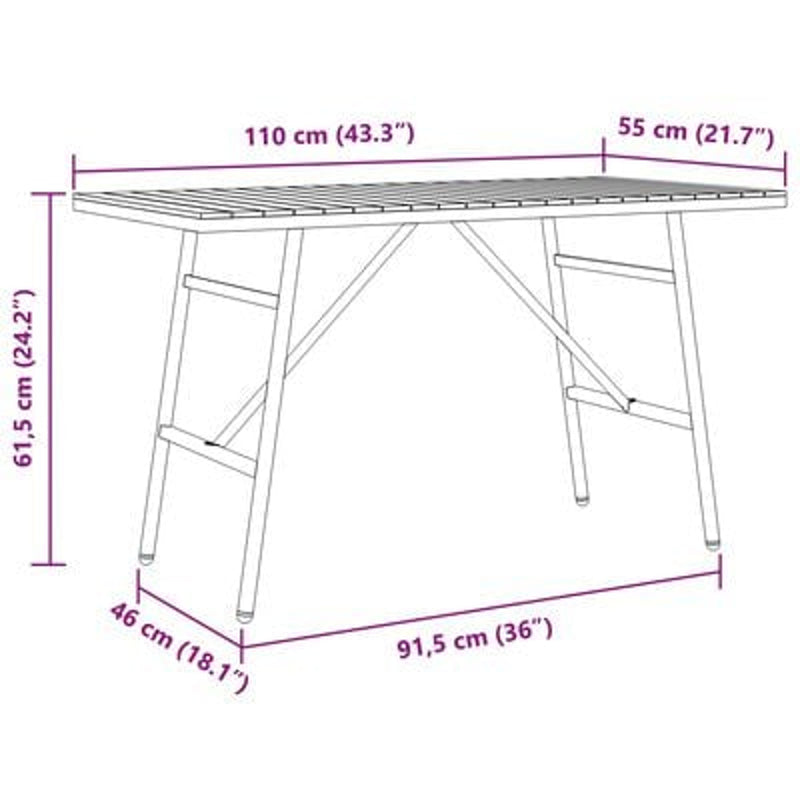 vidaXL Dining Table Brown 110 x 55 x 62 cm Solid Acacia Wood