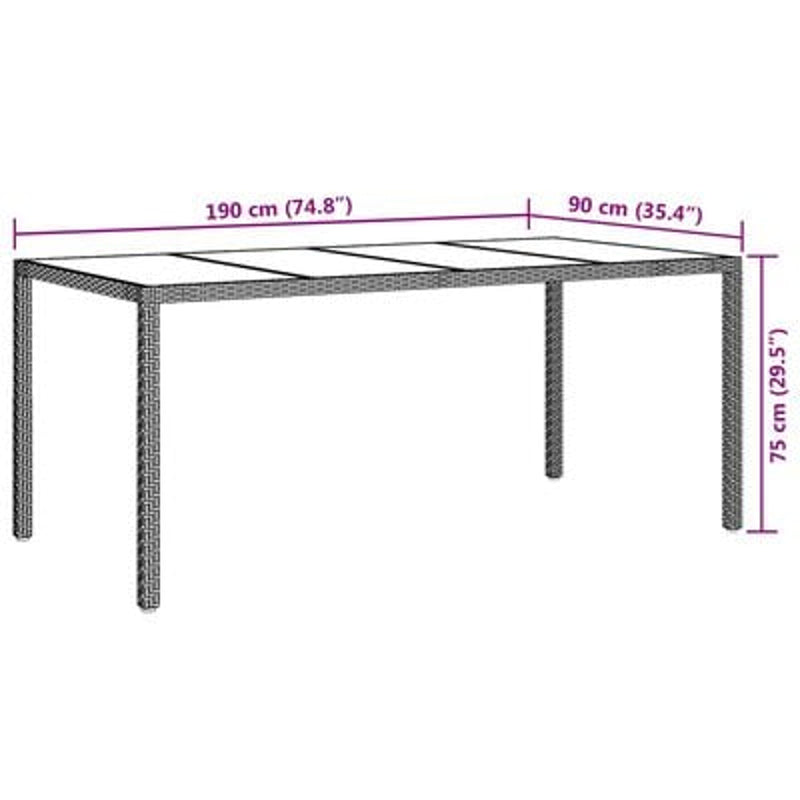 vidaXL Garden Dining Table White 190 x 90 x 75 cm Poly Rattan