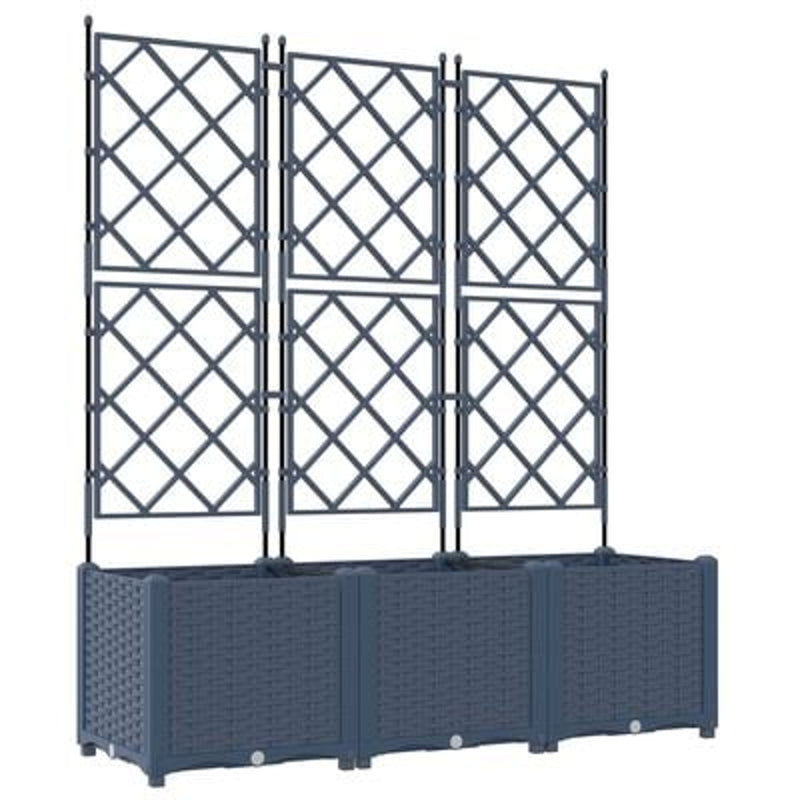vidaXL Garden Planter with Trellis 3 pcs Grey 120 x 40 x 143 cm PP