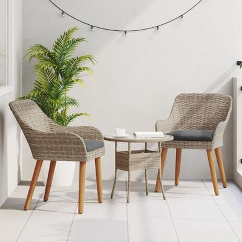 vidaXL Garden Chair 2 pcs Black 62.5 x 55 x 82 cm Poly Rattan