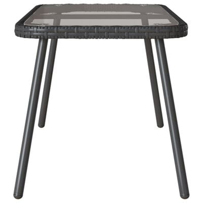 vidaXL Coffee Table Black 90 x 45 x 43 cm Poly Rattan and glass
