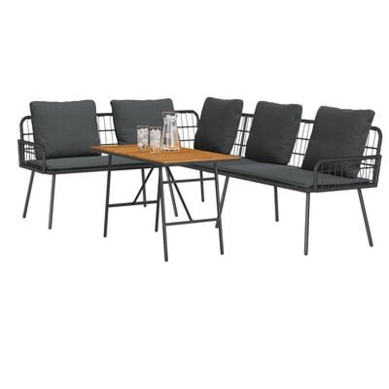 vidaXL Garden Sofa Set 2 pcs Black Poly Rattan